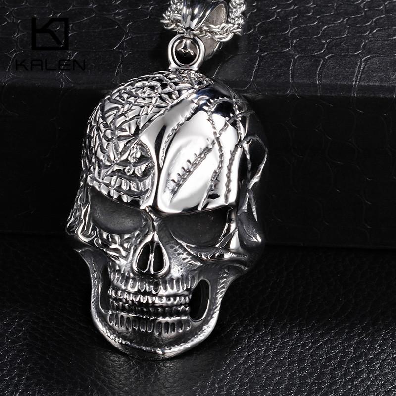 Huge Heavy Skull Polishing Stainless Steel Pendant Necklace Charm-Necklace Pendant-Rossny