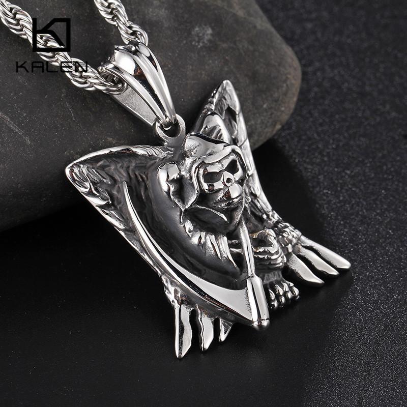 Punk Skull Stainless Steel Gothic Orangutan Skeleton Pendant Necklace Male Rock Jewelry-Necklace Pendant-Rossny