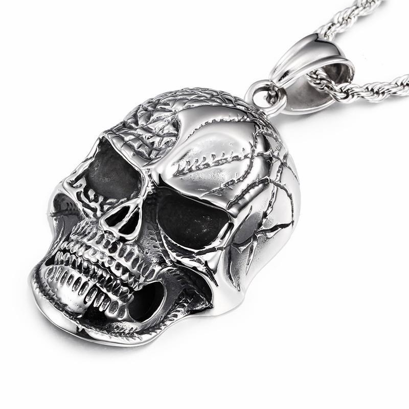 Huge Heavy Skull Polishing Stainless Steel Pendant Necklace Charm-Necklace Pendant-Rossny