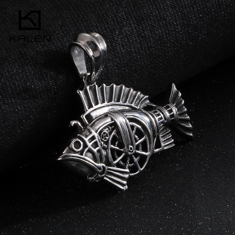 Punk Gothic Stainless Steel Chain Jewelry Necklace For Men Charms Statement Animal Fish Pendant Necklace Homme Collier-Necklace Pendant-Rossny