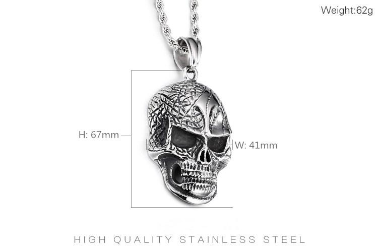 Huge Heavy Skull Polishing Stainless Steel Pendant Necklace Charm-Necklace Pendant-Rossny