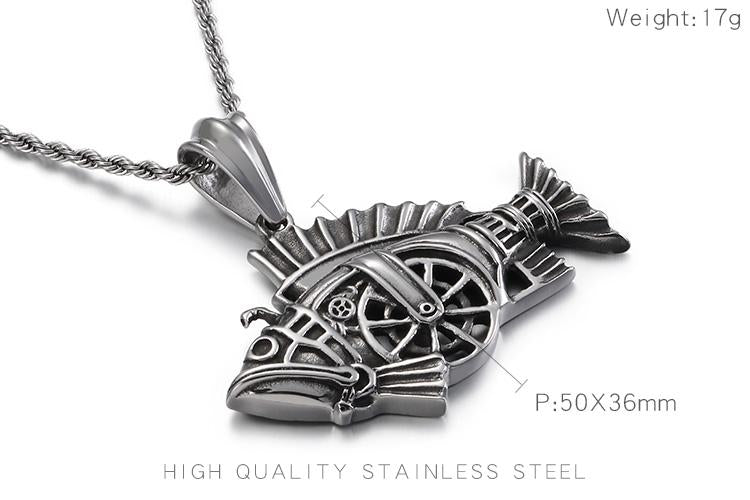 Punk Gothic Stainless Steel Chain Jewelry Necklace For Men Charms Statement Animal Fish Pendant Necklace Homme Collier-Necklace Pendant-Rossny