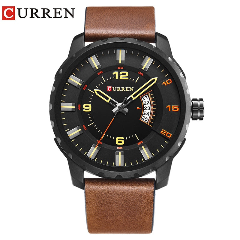 YSYH Men Sports Watches  Dial Calendar Quartz Male Clock Leather Strap  Watches Montre