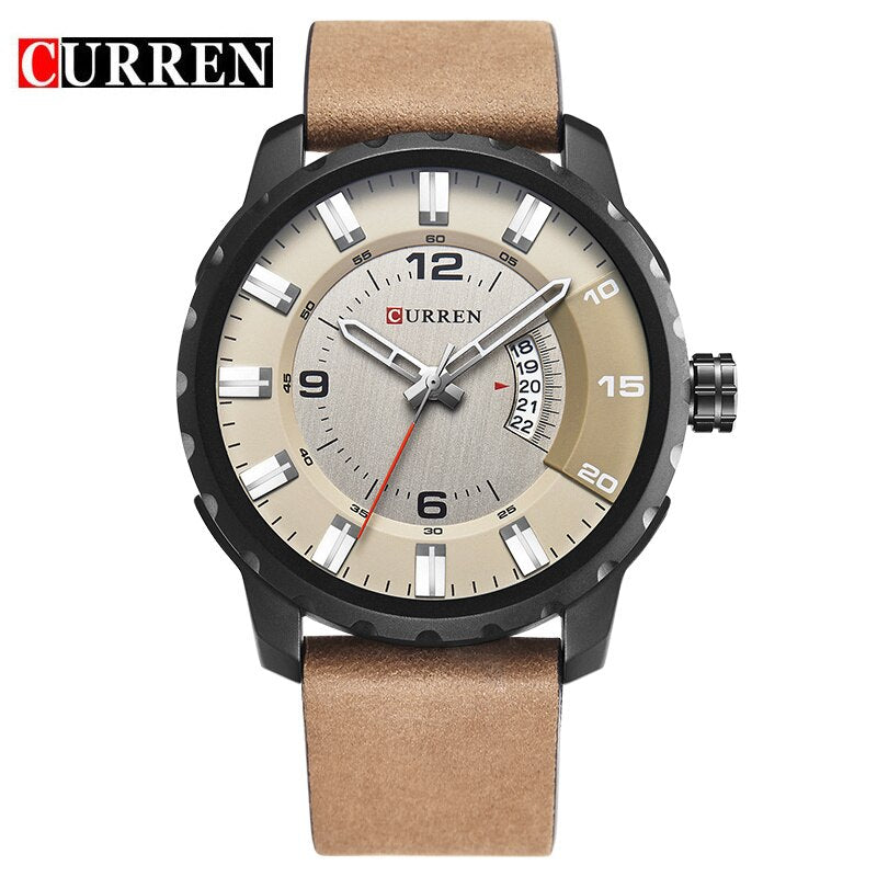 YSYH Men Sports Watches  Dial Calendar Quartz Male Clock Leather Strap  Watches Montre