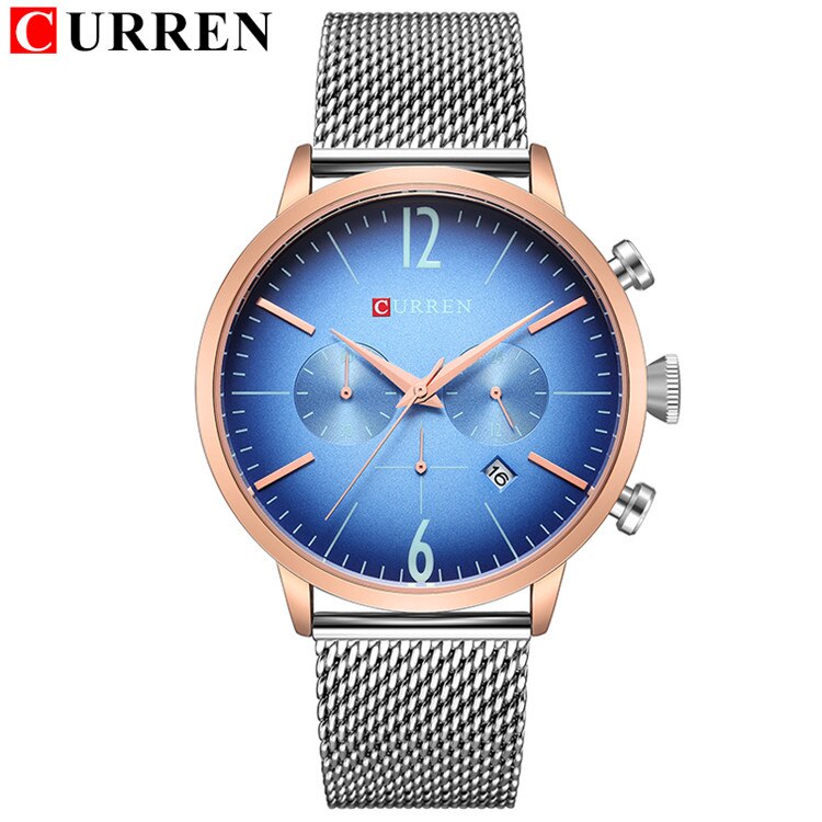 YSYH Mens Sport Watches Creative Design Chronograph Quartz Wristwatch Steel Band Date Clock