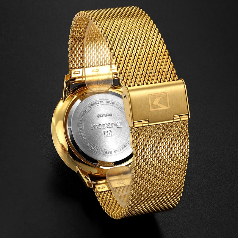 Golden Men Watch YSYH Quartz Watches Full Stainless Steel Band   Simple Wristwatch