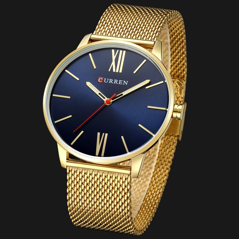 Golden Men Watch YSYH Quartz Watches Full Stainless Steel Band   Simple Wristwatch