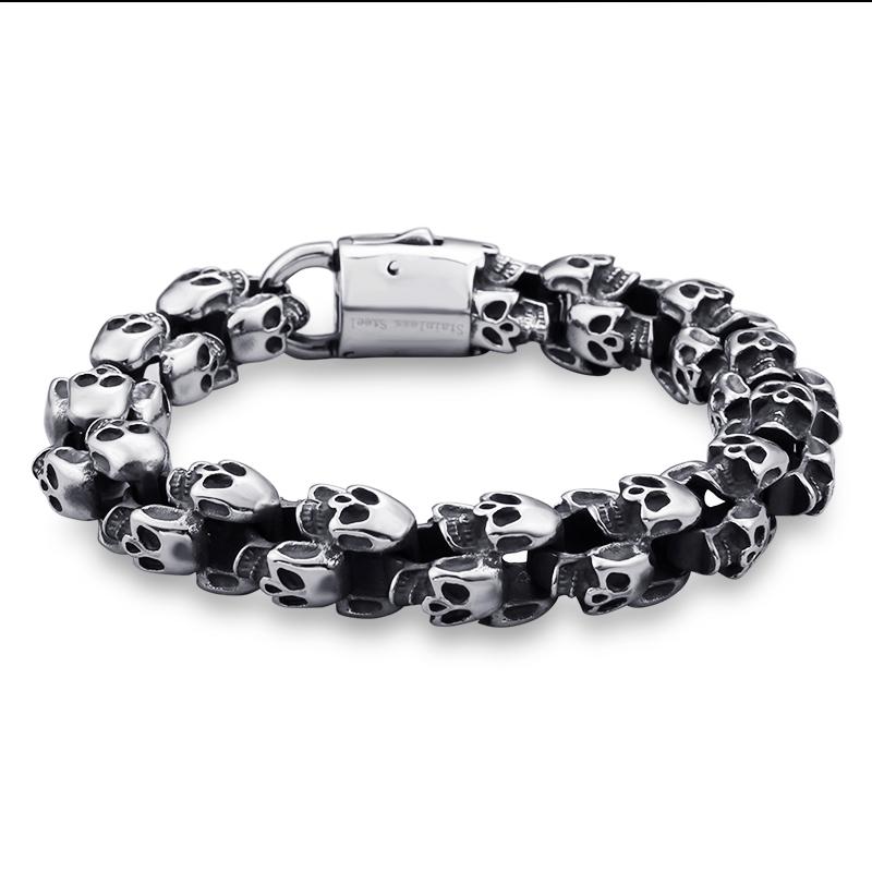 Punk Stainless Steel Shiny Skull Skeleton Bracelet-Bracelets-Rossny