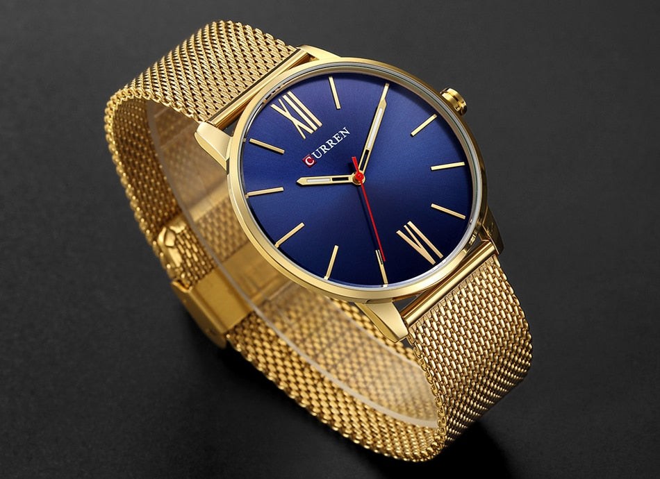 Golden Men Watch YSYH Quartz Watches Full Stainless Steel Band   Simple Wristwatch