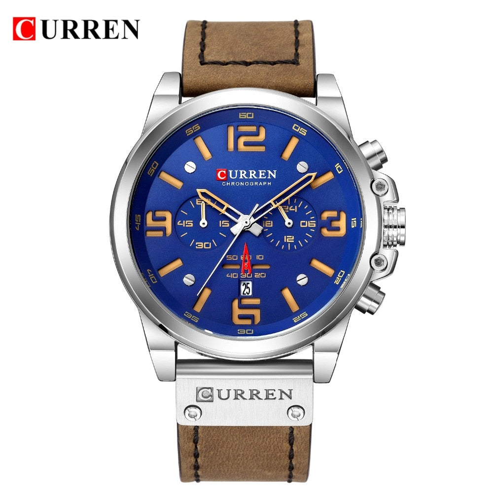 YSYH Men Watch Luxury Mens Quartz Wristwatches Male Leather Military Date Sport Watches