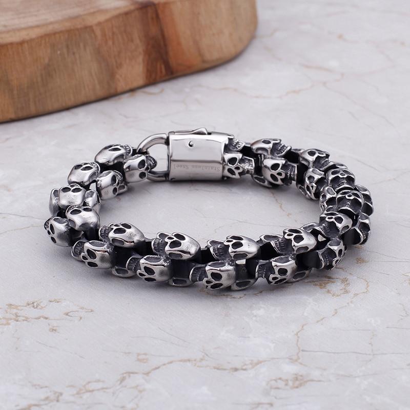 Punk Stainless Steel Shiny Skull Skeleton Bracelet-Bracelets-Rossny