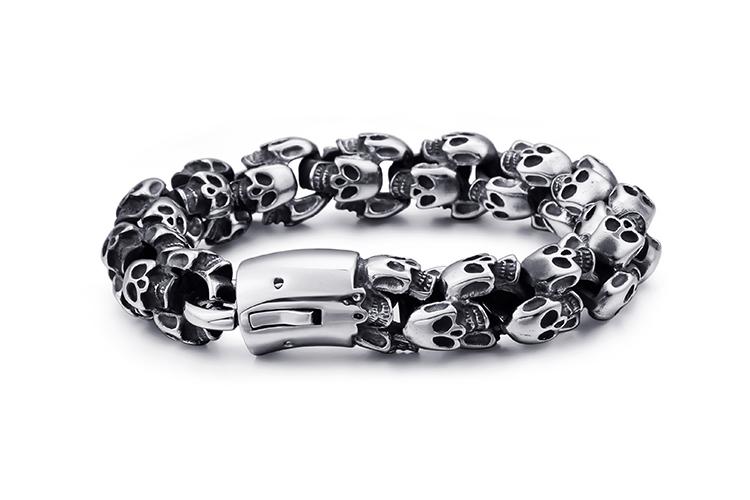 Punk Stainless Steel Shiny Skull Skeleton Bracelet-Bracelets-Rossny