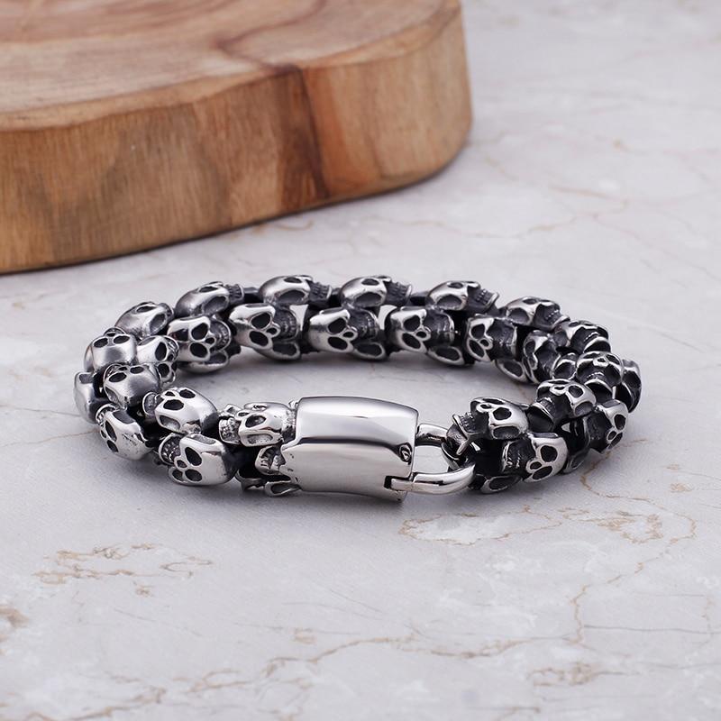 Punk Stainless Steel Shiny Skull Skeleton Bracelet-Bracelets-Rossny