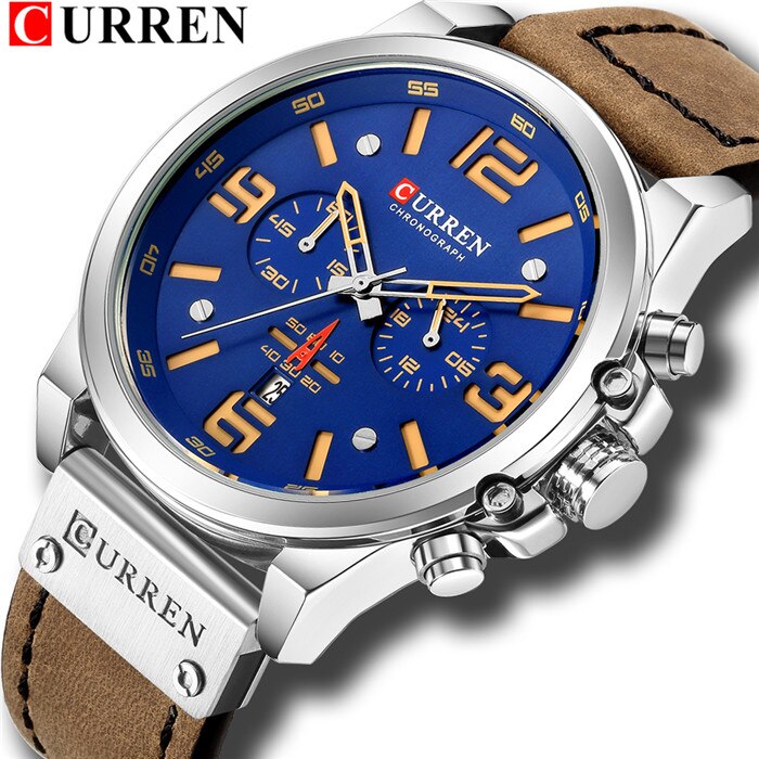 YSYH Men Watch Luxury Mens Quartz Wristwatches Male Leather Military Date Sport Watches