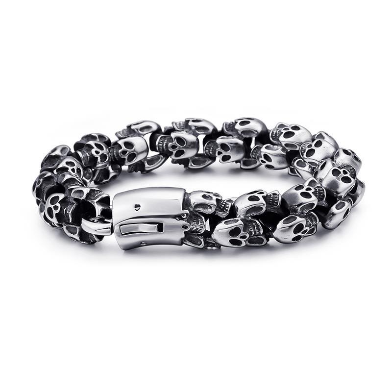 Punk Stainless Steel Shiny Skull Skeleton Bracelet-Bracelets-Rossny