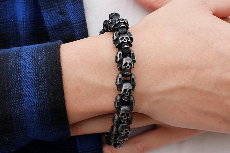 Punk Stainless Steel Shiny Skull Skeleton Bracelet-Bracelets-Rossny