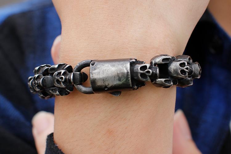 Punk Stainless Steel Shiny Skull Skeleton Bracelet-Bracelets-Rossny