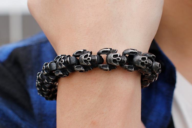 Punk Stainless Steel Shiny Skull Skeleton Bracelet-Bracelets-Rossny