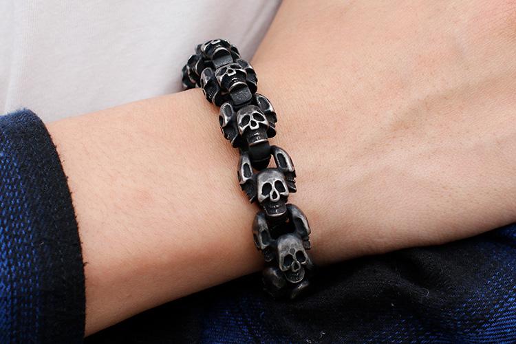 Punk Stainless Steel Shiny Skull Skeleton Bracelet-Bracelets-Rossny