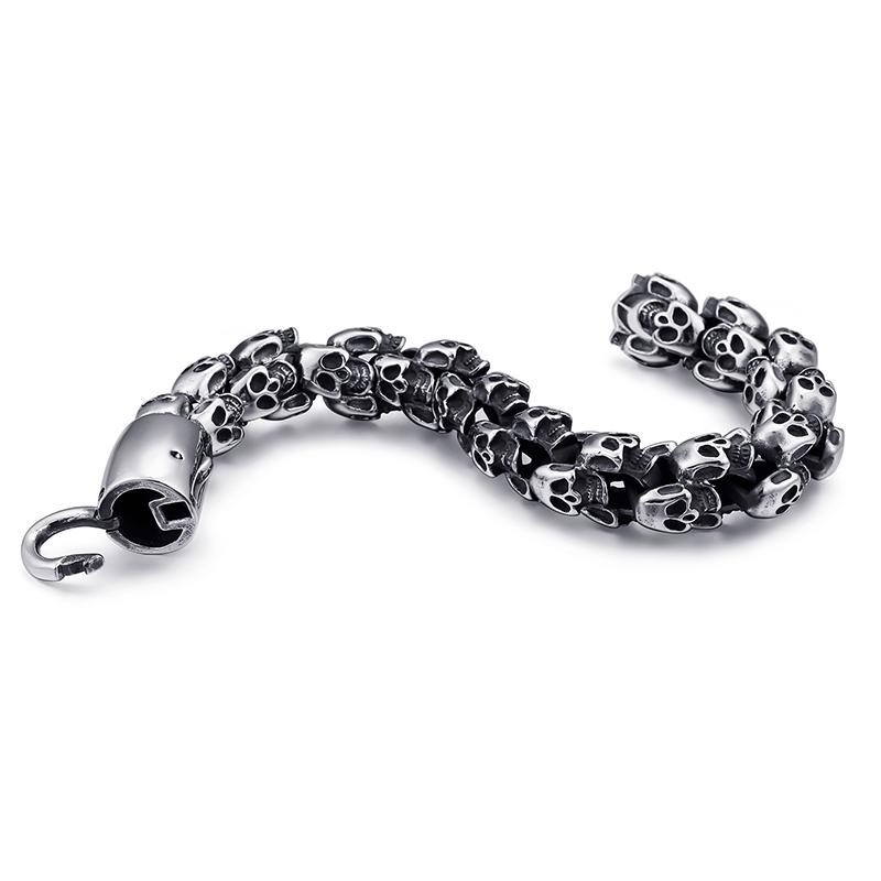 Punk Stainless Steel Shiny Skull Skeleton Bracelet-Bracelets-Rossny