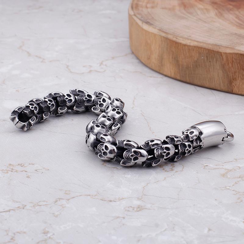 Punk Stainless Steel Shiny Skull Skeleton Bracelet-Bracelets-Rossny