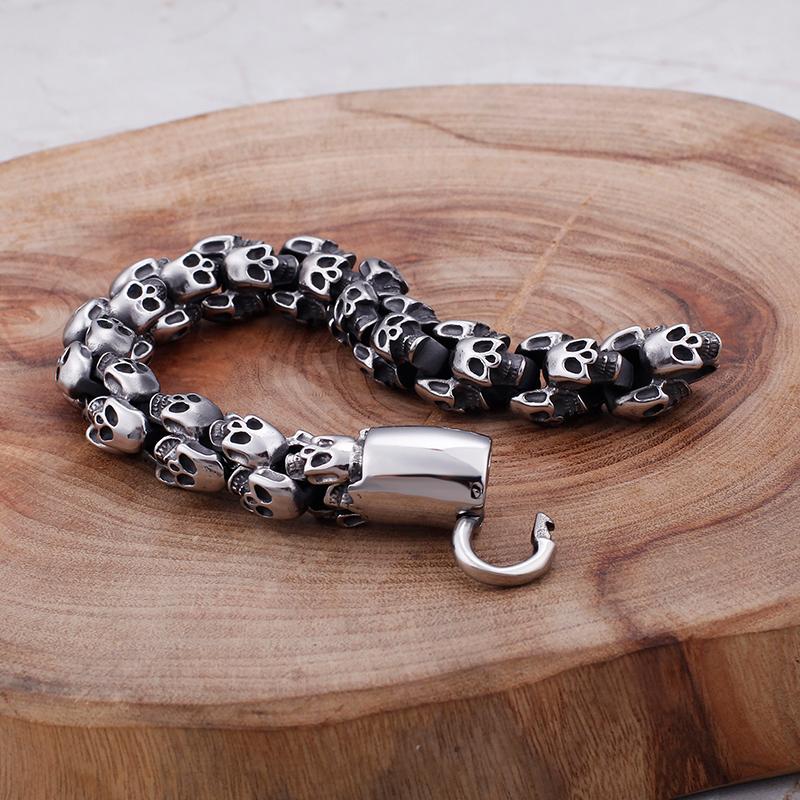 Punk Stainless Steel Shiny Skull Skeleton Bracelet-Bracelets-Rossny