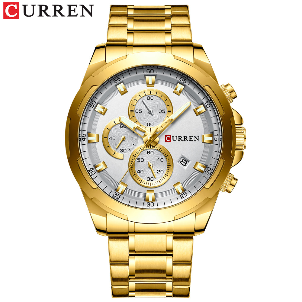 Buy Readeel Men's Watches FSE-219 Stainless Steel Band Quartz Men  Wristwatch Ultra Thin Golden Dial Business Watches For Mens Online at  desertcartINDIA