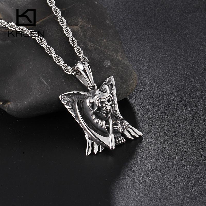 Punk Skull Stainless Steel Gothic Orangutan Skeleton Pendant Necklace Male Rock Jewelry-Necklace Pendant-Rossny