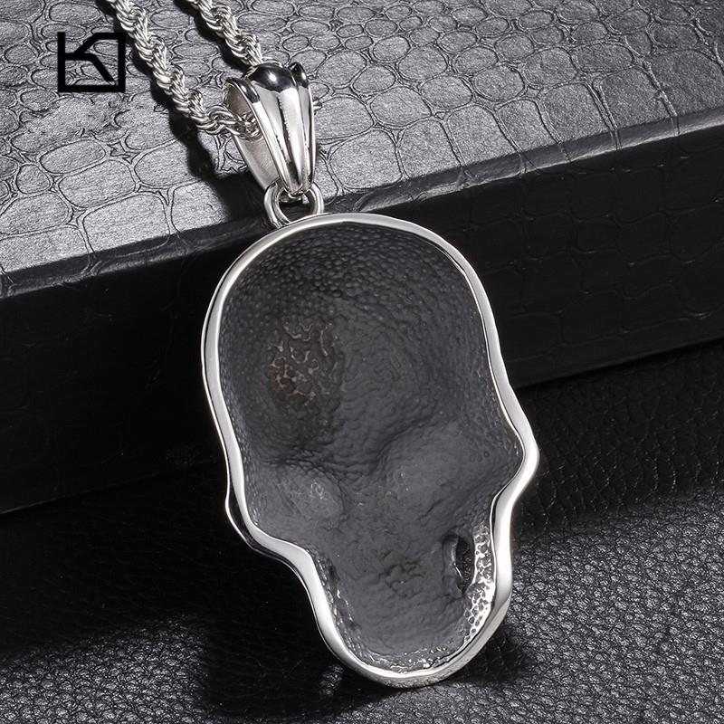 Huge Heavy Skull Polishing Stainless Steel Pendant Necklace Charm-Necklace Pendant-Rossny